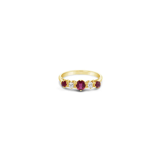(Ref 1915) Edwardian Diamond Ruby Ring (120 years old) (18ct Yellow Gold)