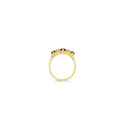 (Ref 1915) Edwardian Diamond Ruby Ring (120 years old) (18ct Yellow Gold)
