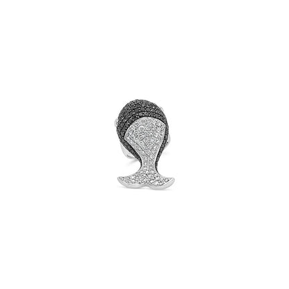 (Ref 1919) 7cts Black/White Diamonds Whale Dress Ring (18ct White Gold)