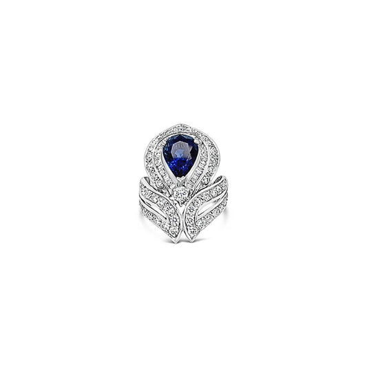 (REF 1938) 2cts Diam 3.83cts Sapphire Diamond Dress Ring (18ct white gold)