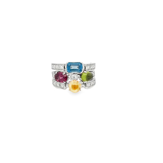 (REF 1969) Bulgari Alegra Multi Gem Ring (18ct White Gold) M