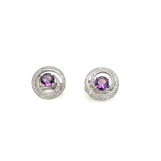 (REF 1972) Lorenz Baumer Paris 230 Amethyst Earrings (18ct White Gold) Certificated