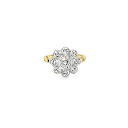 (REF 1981) 1ct Diamond Cluster Ring (18ct Yellow Gold)