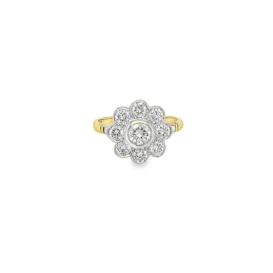 (REF 1981) 1ct Diamond Cluster Ring (18ct Yellow Gold)
